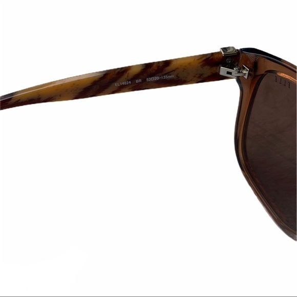 Elle EL 14824 Brown Square Frame Full Rim Acetate Brown Lens Designer Sunglasses